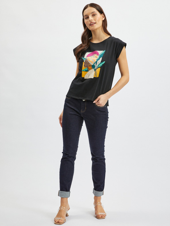 Orsay Бяло-черна цветна тениска ORSAY