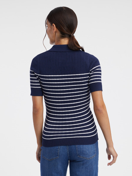 Orsay Тъмносиньо дамско плетено поло на райе ORSAY