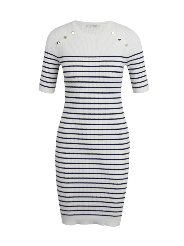 Orsay Бяла дамска рокля-пуловер на райе ORSAY