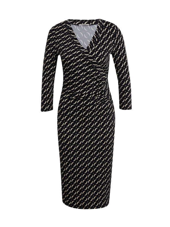 Orsay Черна дамска рокля по тялото с десен ORSAY