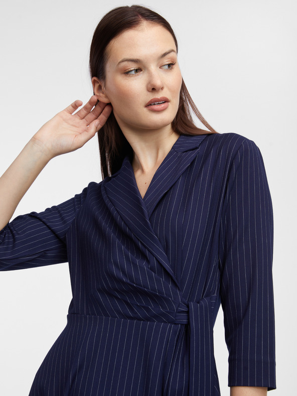 Orsay Тъмно синя дамска рокля на райета ORSAY