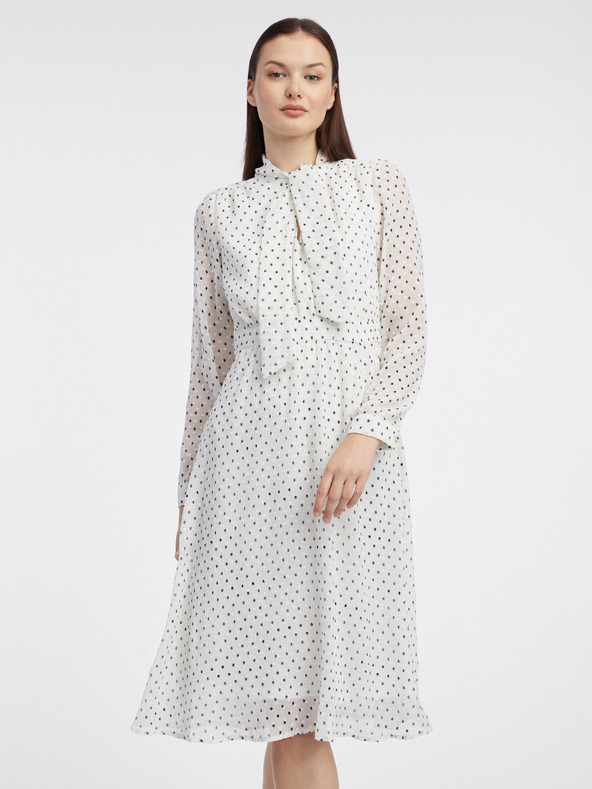 Orsay Кремава дамска рокля на точки ORSAY