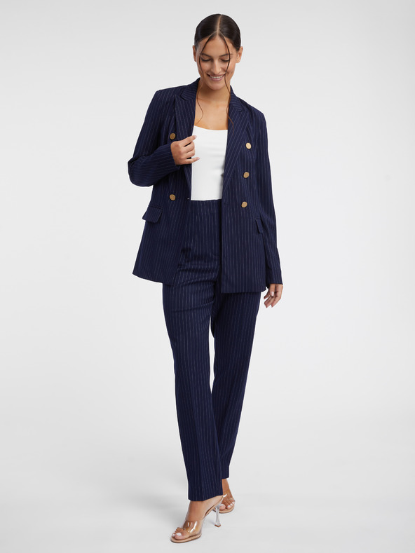 Orsay Тъмносин дамски панталон на райе ORSAY