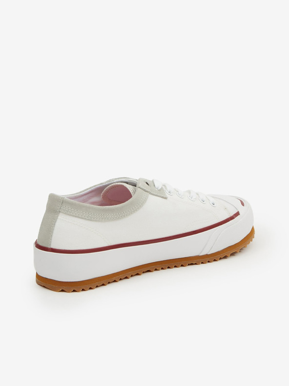 Diesel Бели мъжки маратонки от платно с кожени детайли Diesel