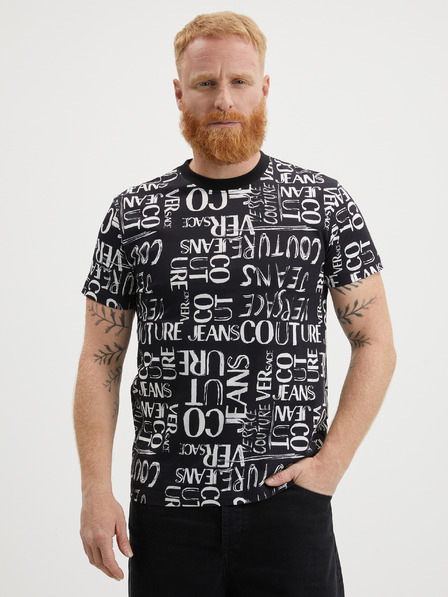 Versace Jeans Couture Черна мъжка тениска с щампа Versace Jeans Couture
