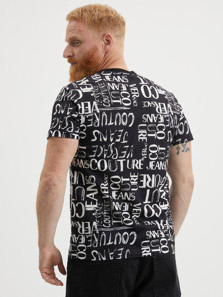 Versace Jeans Couture Черна мъжка тениска с щампа Versace Jeans Couture