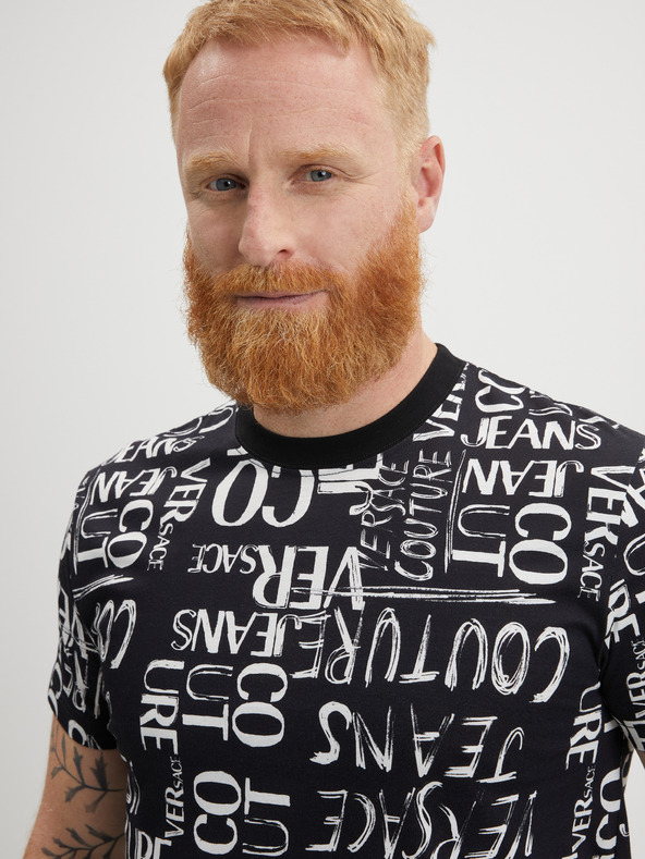 Versace Jeans Couture Черна мъжка тениска с щампа Versace Jeans Couture