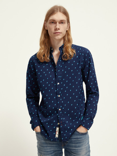 Scotch & Soda Тъмно синя мъжка риза с шарка Scotch & Soda