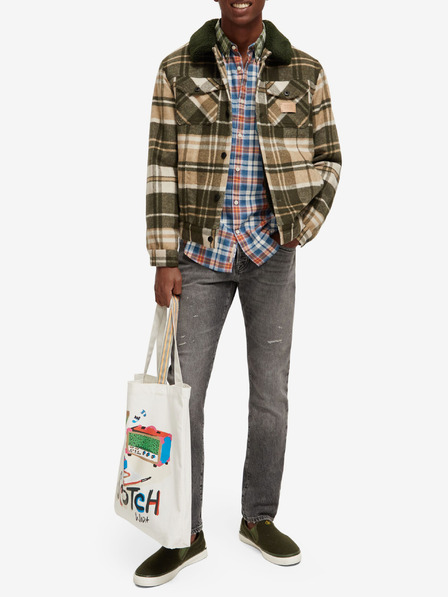 Scotch & Soda Зелено-бежово мъжко яке от вълнена смес Scotch & Soda Teddy