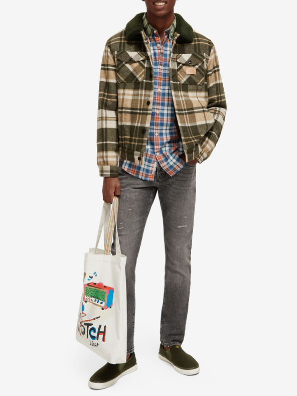 Scotch & Soda Зелено-бежово мъжко яке от вълнена смес Scotch & Soda Teddy