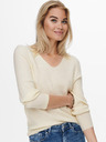 ONLY Кремав оребрен основен пуловер ONLY Latia