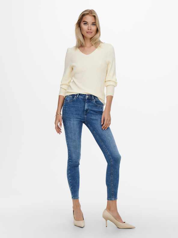 ONLY Кремав оребрен основен пуловер ONLY Latia