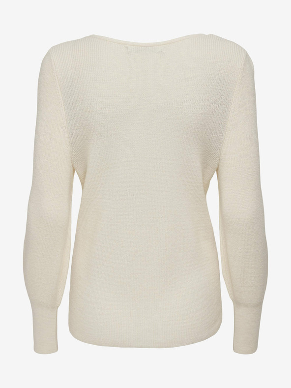 ONLY Кремав оребрен основен пуловер ONLY Latia