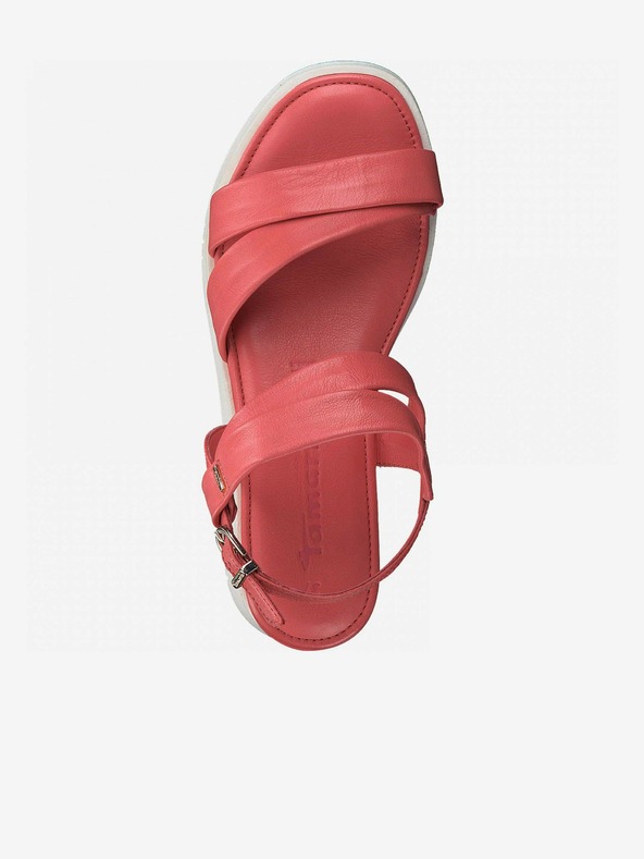 Tamaris Коралови дамски кожени сандали Tamaris