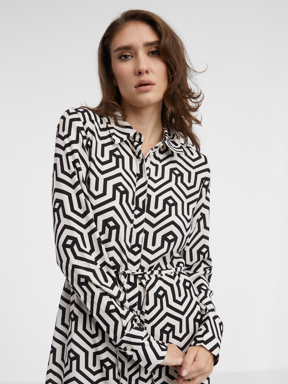 Vila Кремаво-черна дамска шарена рокля VILA Daca