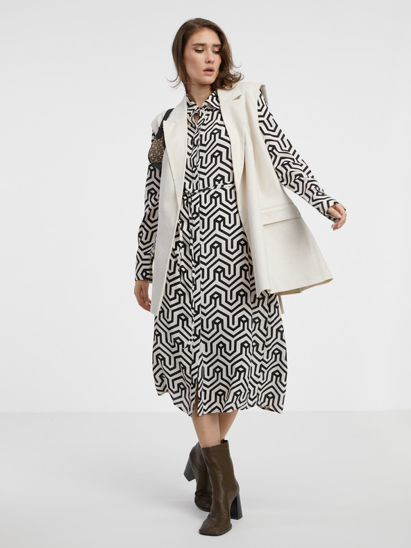 Vila Кремаво-черна дамска шарена рокля VILA Daca