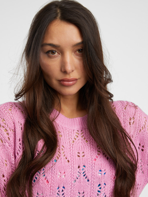 Jacqueline de Yong Розов дамски пуловер с шарка JDY Judith