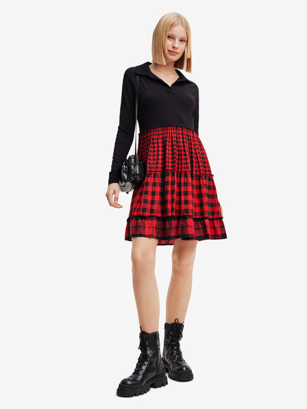 Desigual Червено-черна карирана дамска рокля Desigual Harryst