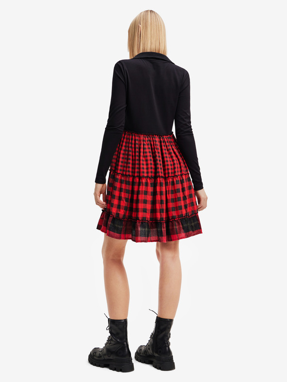 Desigual Червено-черна карирана дамска рокля Desigual Harryst