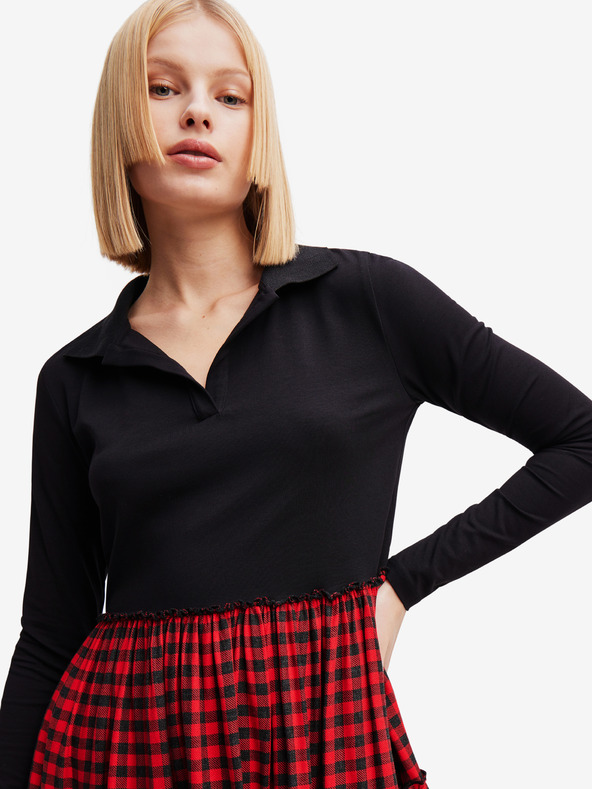 Desigual Червено-черна карирана дамска рокля Desigual Harryst