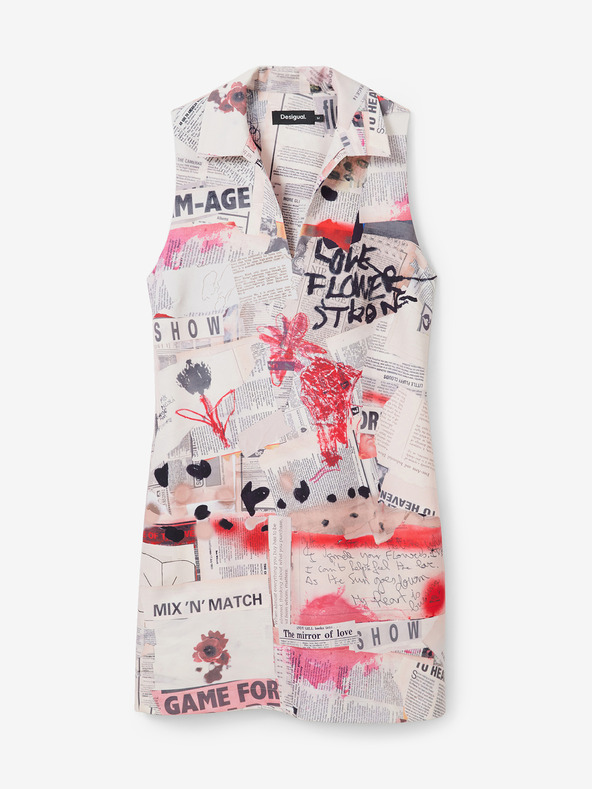 Desigual Розово-бяла дамска шарена рокля Desigual Loa