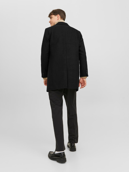 Jack & Jones Черно мъжко палто Jack & Jones Morrison от вълнена смес