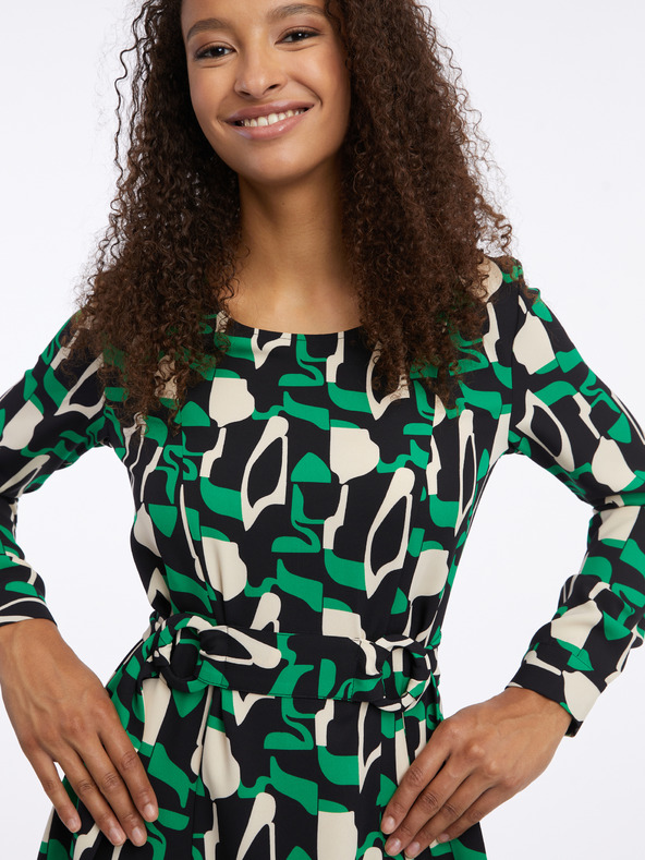 Orsay Зелена дамска рокля с десен ORSAY