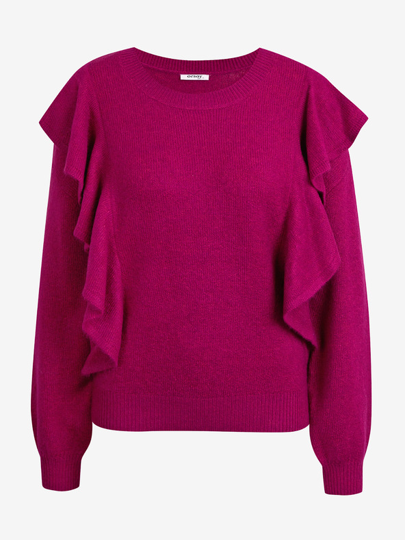 Orsay Тъмно-розов дамски пуловер с волани ORSAY