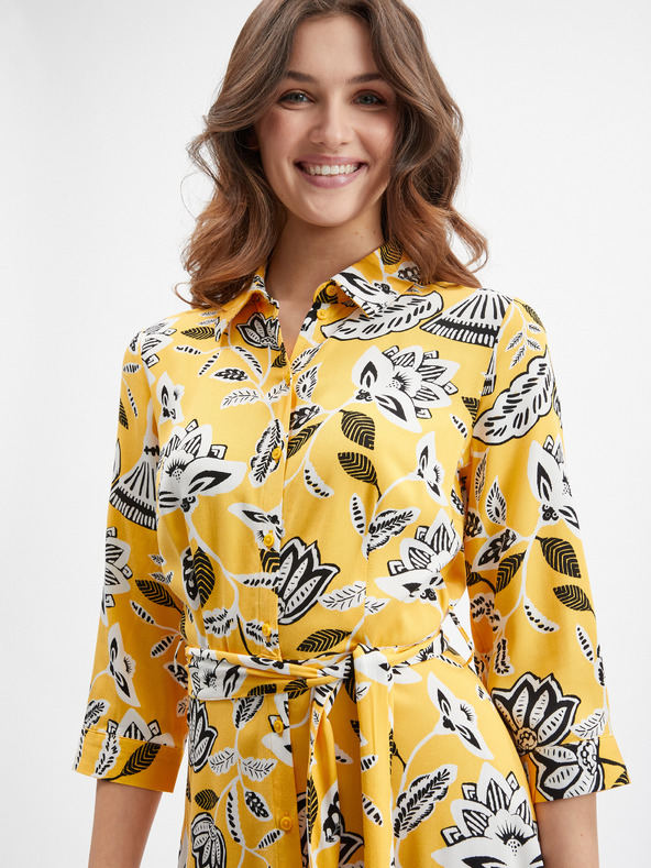 Orsay Жълта дамска рокля на цветя ORSAY