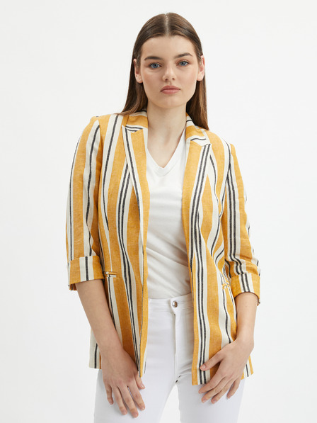 Orsay Оранжево дамско ленено сако на райе ORSAY