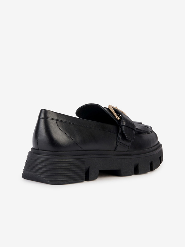Geox Черни дамски кожени мокасини на платформа Geox Vilde