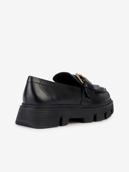 Geox Черни дамски кожени мокасини на платформа Geox Vilde
