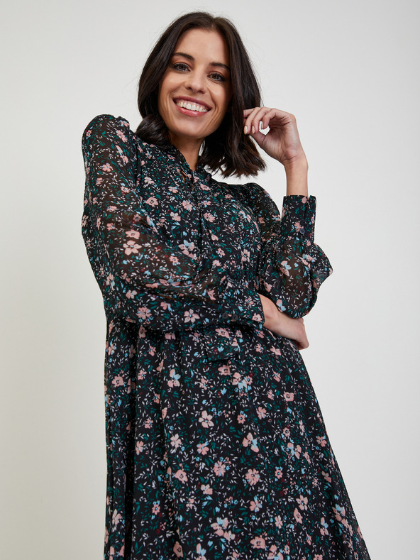 Orsay Черна дамска рокля на цветя ORSAY