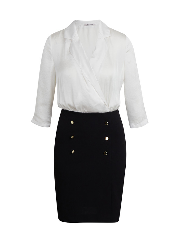 Orsay Кремаво-черна дамска рокля по тялото ORSAY