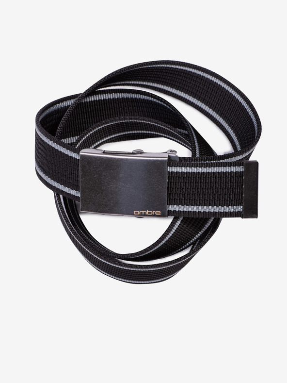 Ombre Clothing Сиво-черен мъжки колан от плат Ombre Clothing