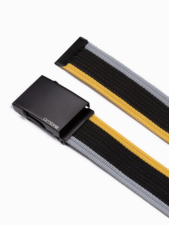 Ombre Clothing Жълто-черен мъжки колан на райета Ombre Clothing