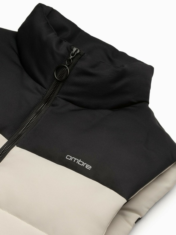 Ombre Clothing Черно-бежова мъжка ватирана жилетка Ombre Clothing