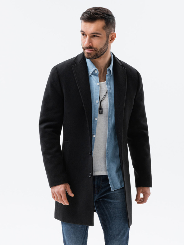 Ombre Clothing Черно мъжко леко палто Ombre Облекло