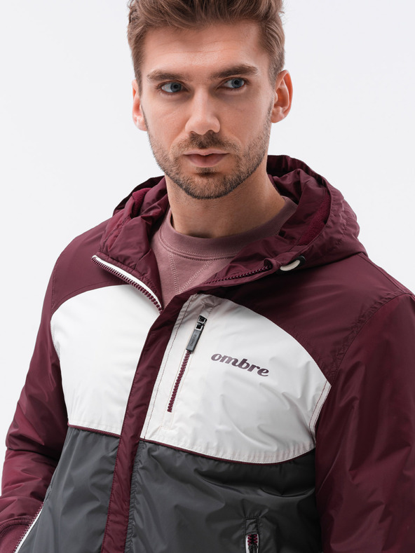 Ombre Clothing Мъжко преходно яке в сиво и бордо C447 Ombre Clothing