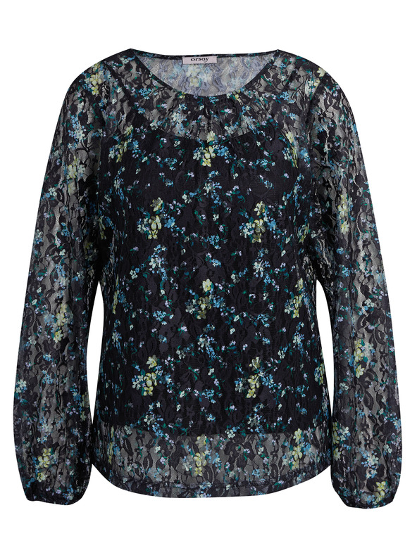 Orsay Черна дамска блуза на цветя ORSAY