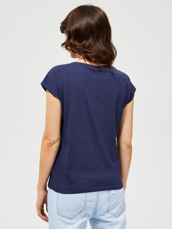 Moodo Синя тениска с бял и розов мотив Moodo