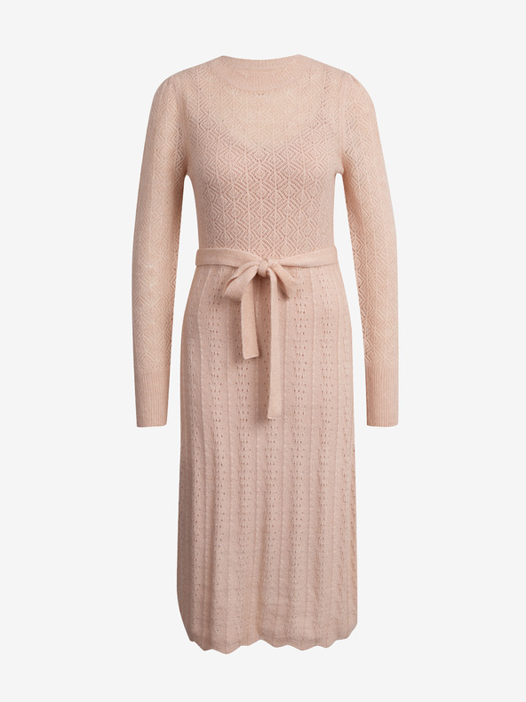 Orsay Светло-розова дамска рокля-пуловер с примес на вълна ORSAY