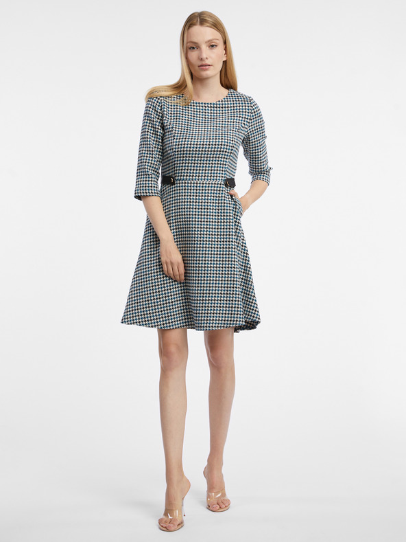 Orsay Синя дамска рокля с десен ORSAY