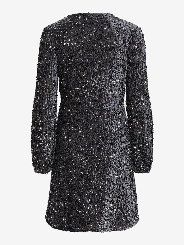 Pieces Сива дамска рокля с пайети Pieces Kam