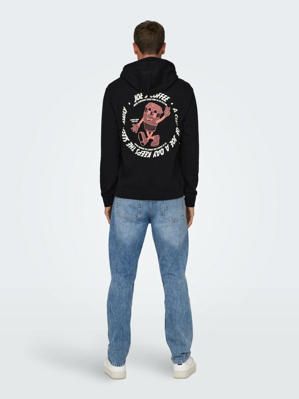 ONLY & SONS Черен мъжки суитшърт с качулка ONLY & SONS Bryce