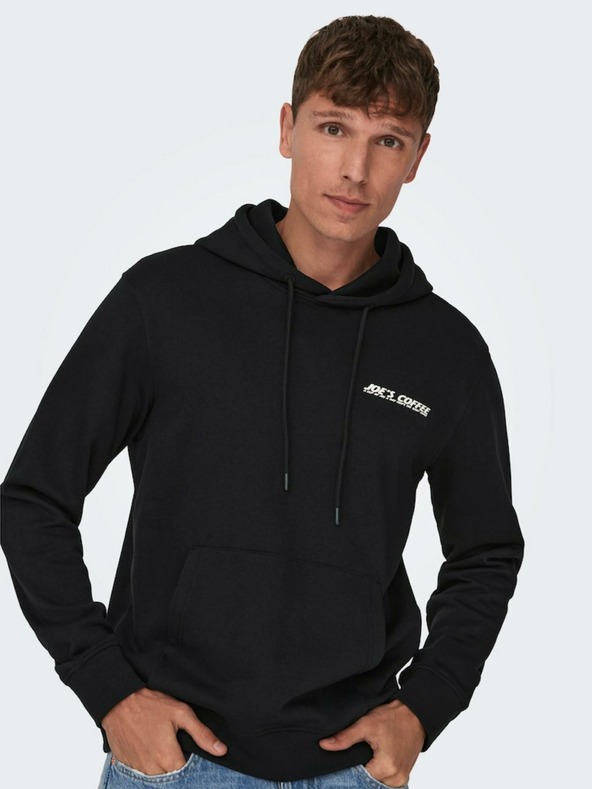 ONLY & SONS Черен мъжки суитшърт с качулка ONLY & SONS Bryce