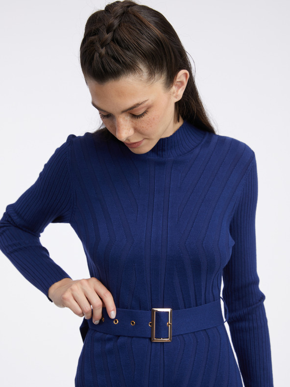 Orsay Тъмносиня дамска плетена миди рокля ORSAY