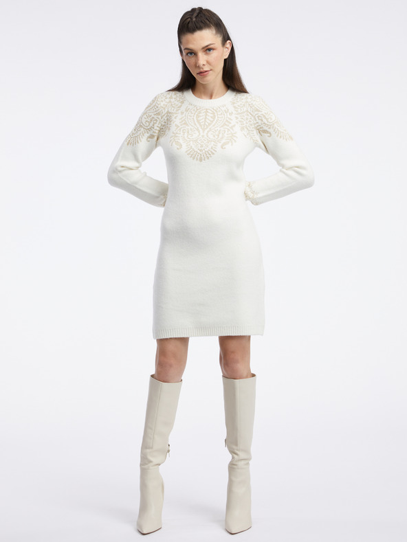 Orsay Кремава дамска рокля-пуловер ORSAY