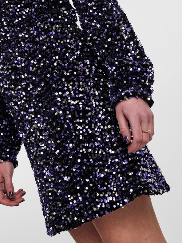 Pieces Черна дамска рокля с пайети Pieces Kam