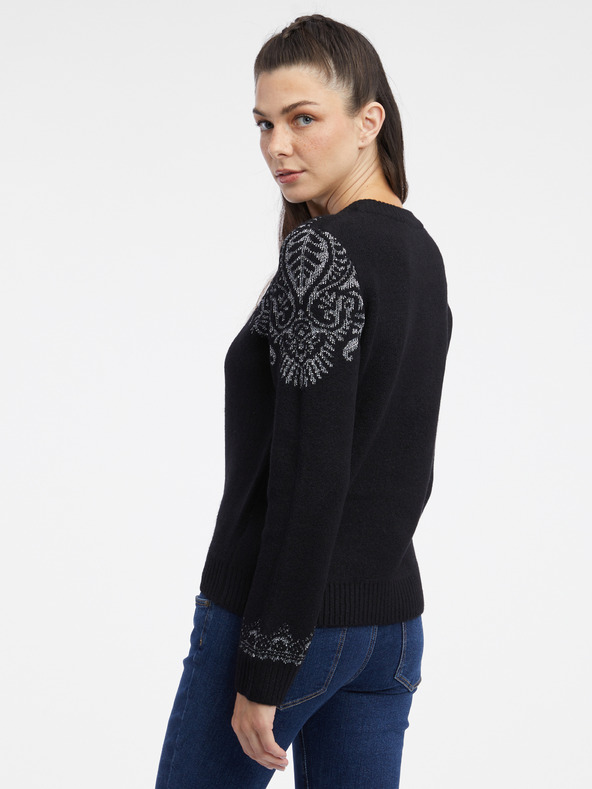 Orsay Черен дамски пуловер с десен ORSAY